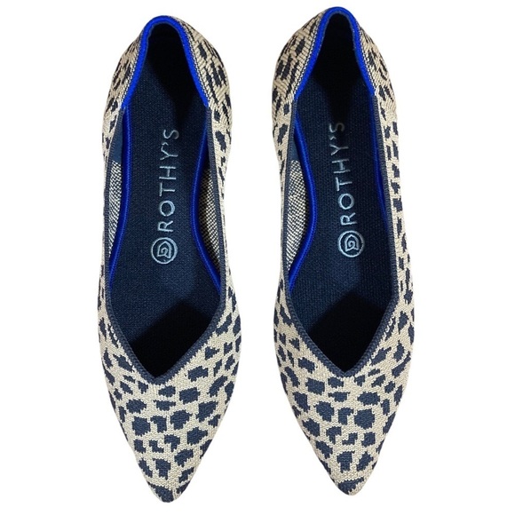 Rothy’s The Point Spotted Leopard Animal Print Pointed Toe Flats Retired - Picture 1 of 6